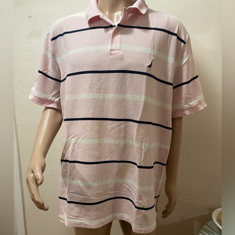 Pink striped Nautica polo shirt. xXL